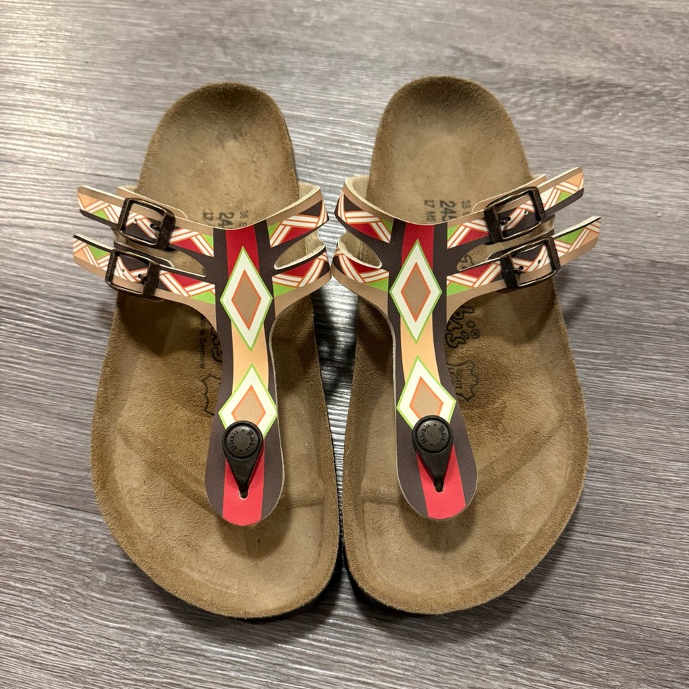 New Birkenstock Colorful Geometric Sandals